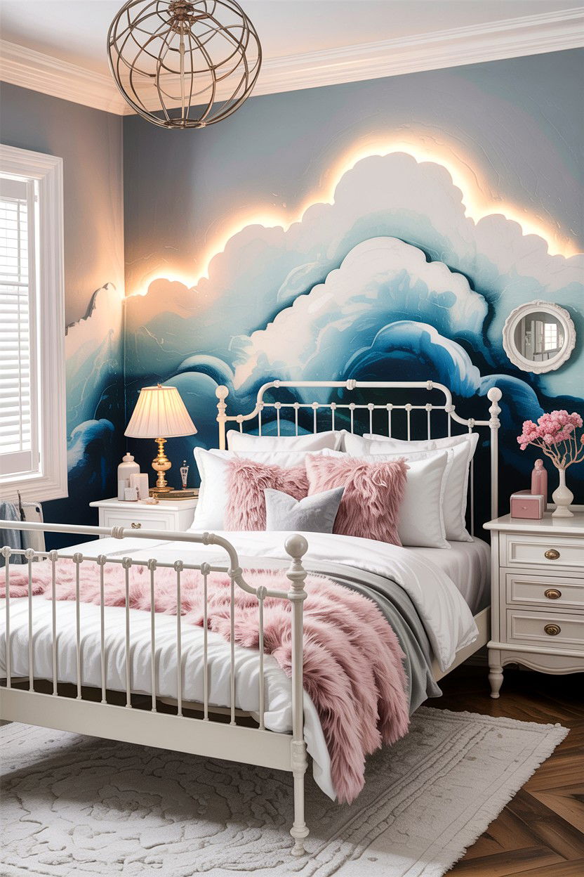 Cloud Ombre Bedroom Wall - 30 bedroom ombre wall ideas
