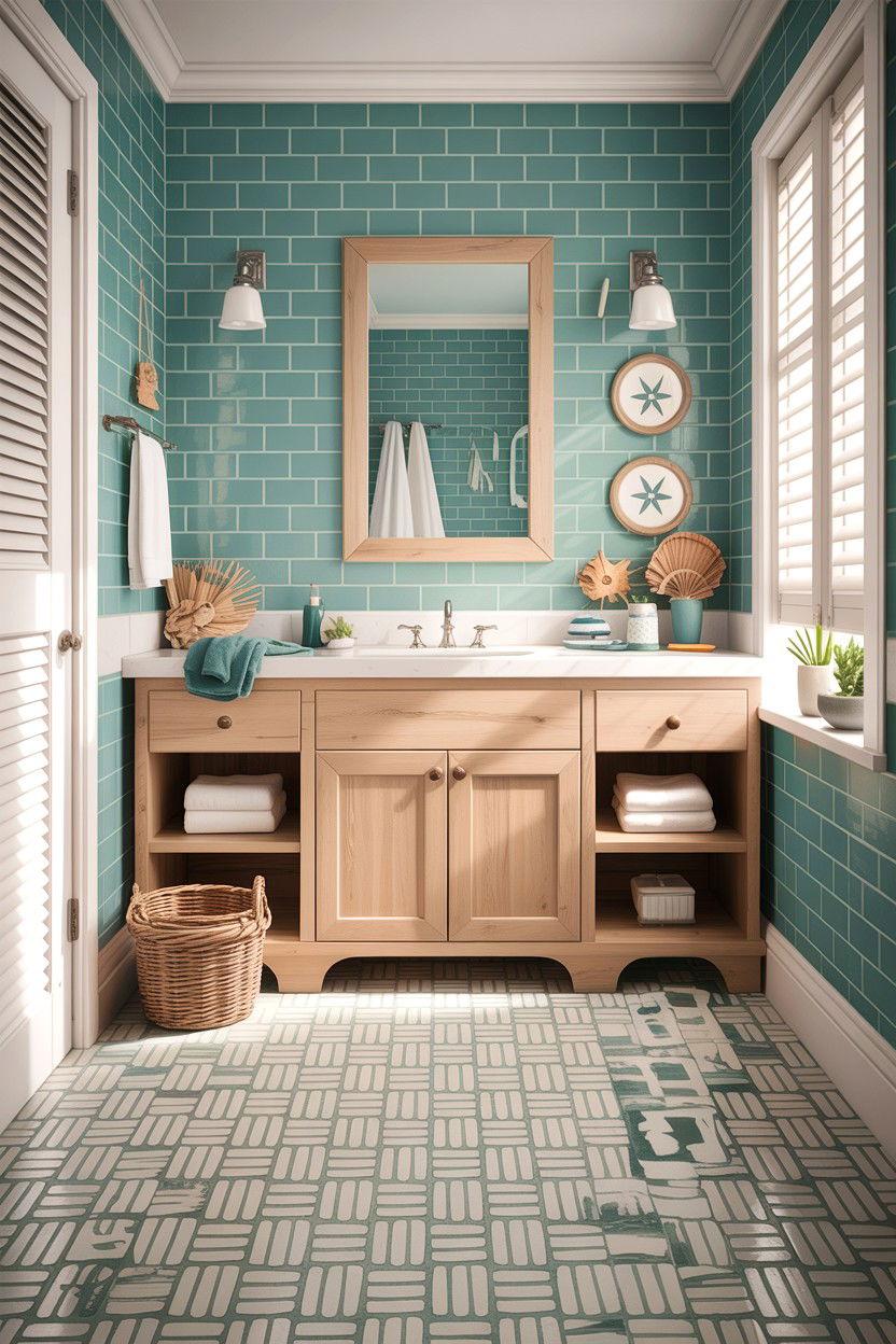 Coastal Basketweave Bathroom Floor - 30 basketweave tile bathroom ideas