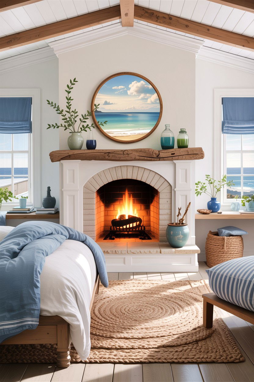Coastal Bedroom Fireplace - 30 bedroom with fireplace ideas