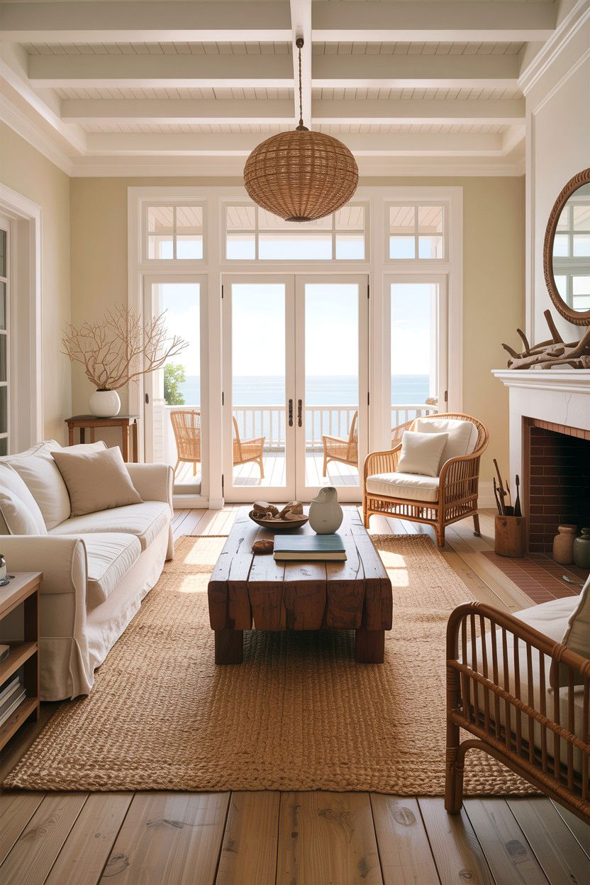Coastal Beige Living Room - 30 tan and white living room ideas