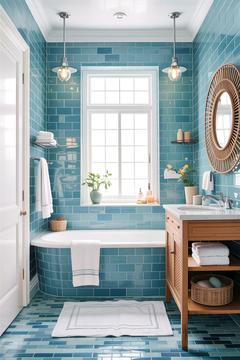 Coastal Blue Bathroom - 30 alcove tub ideas