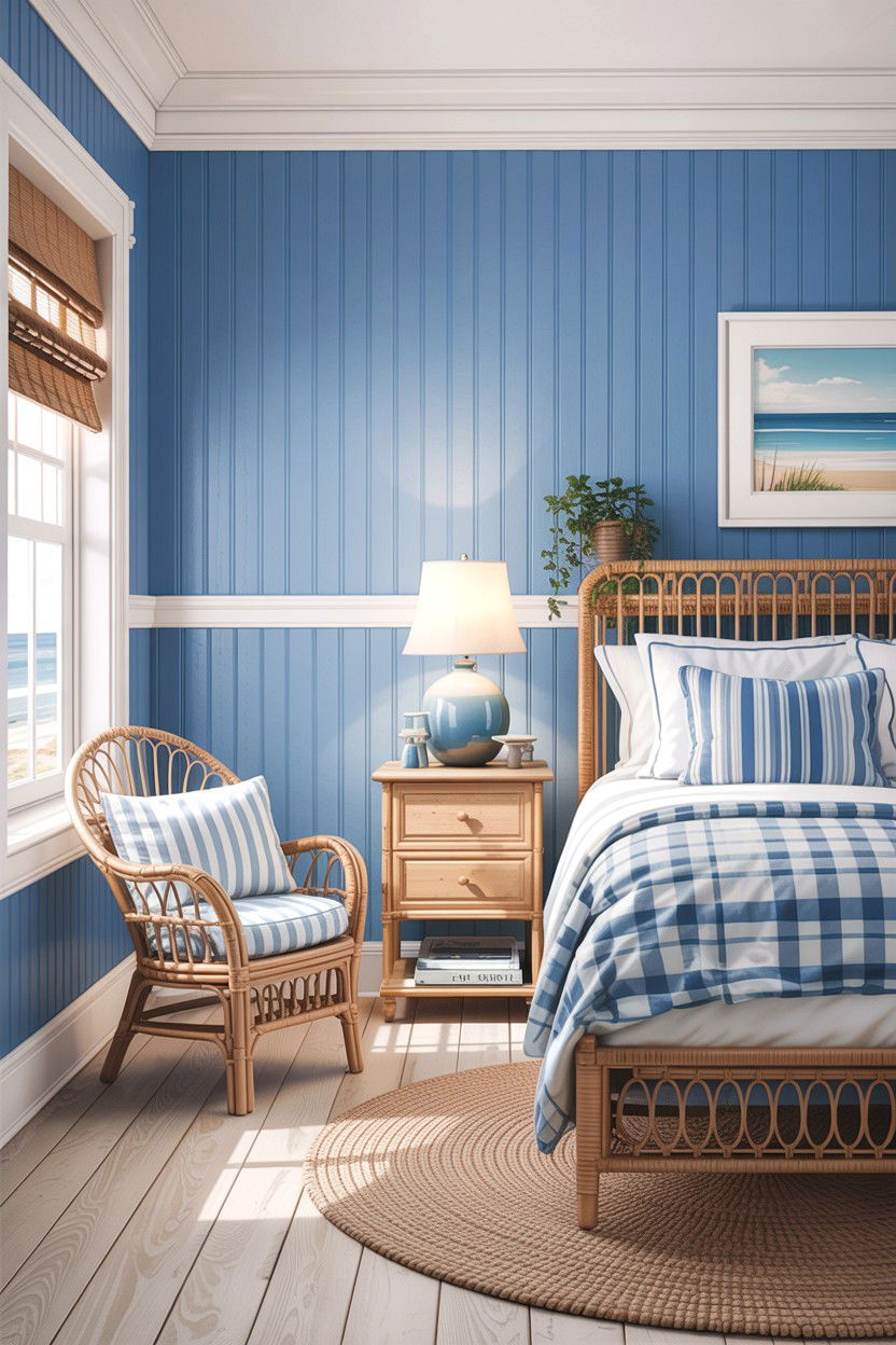 Coastal Blue Beadboard - 30 bedroom wainscoting ideas