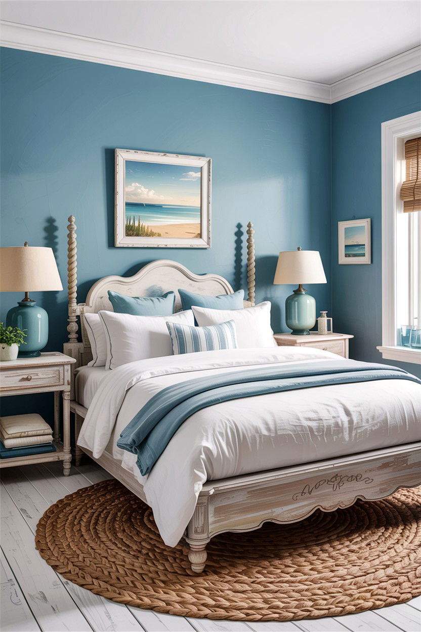 Coastal Blue Bedroom - 30 cozy bedroom ideas