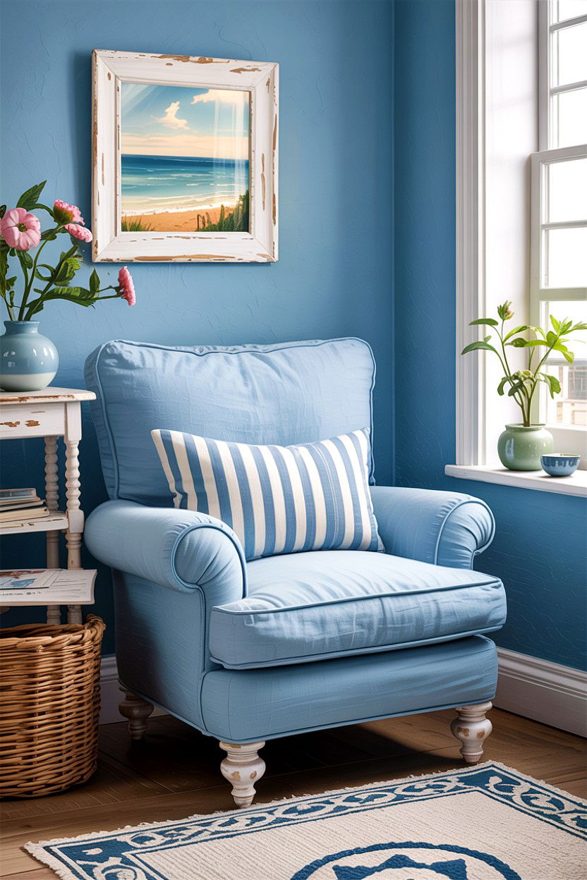 Coastal Blue Chair - 30 bedroom accent chairs