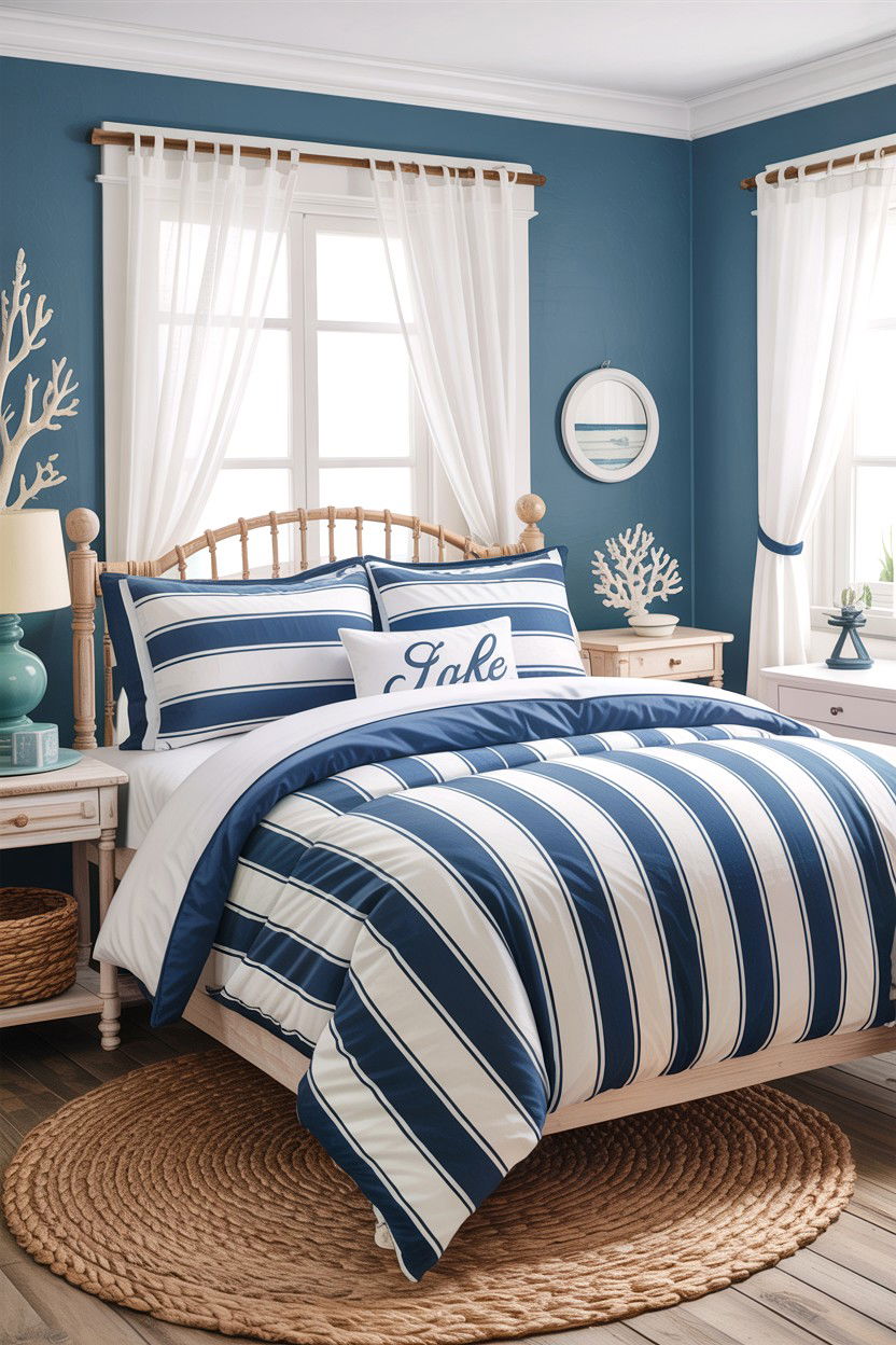 Coastal Blue Striped Comforter - 30 bedroom comforter sets