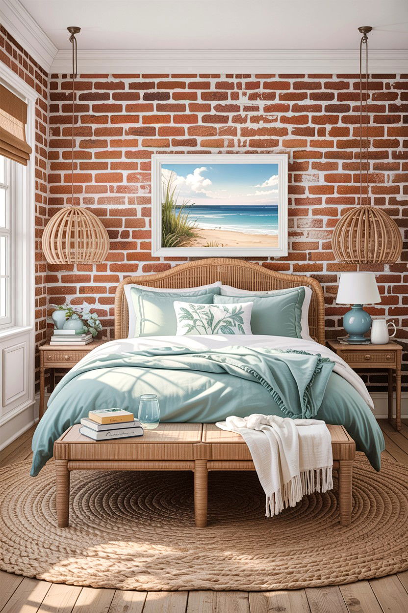 Coastal Brick Bedroom - 30 exposed brick bedroom ideas