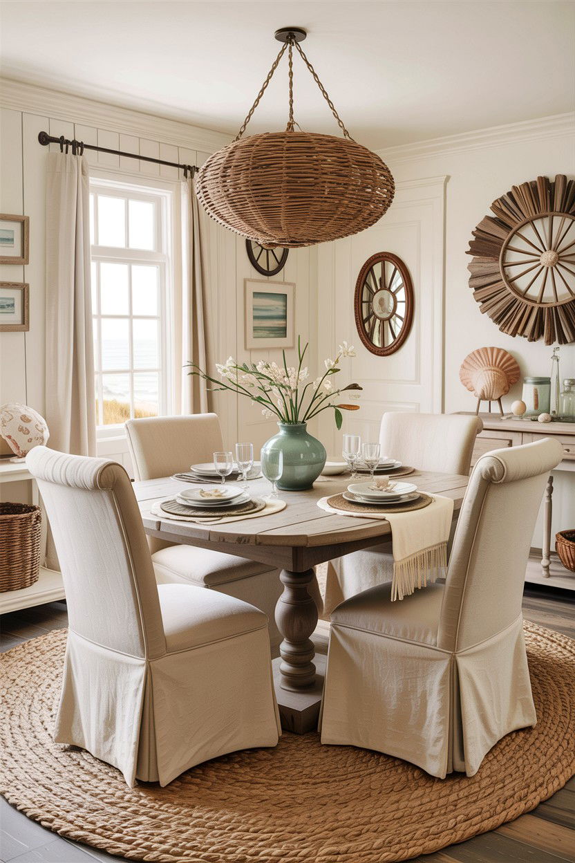 Coastal Cream Dining Room - 30 warm cream dining room ideas