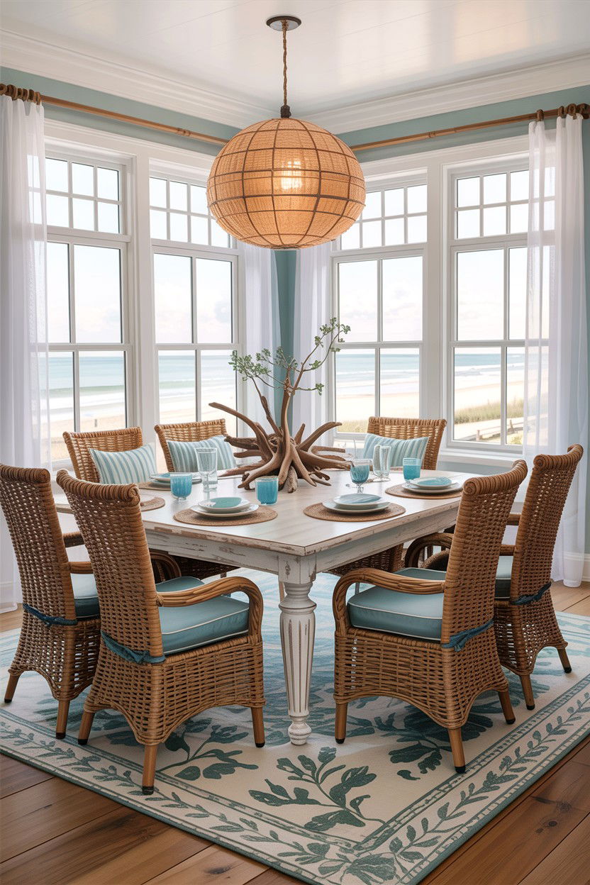 Coastal Dining Room - 30 tan and white dining room ideas