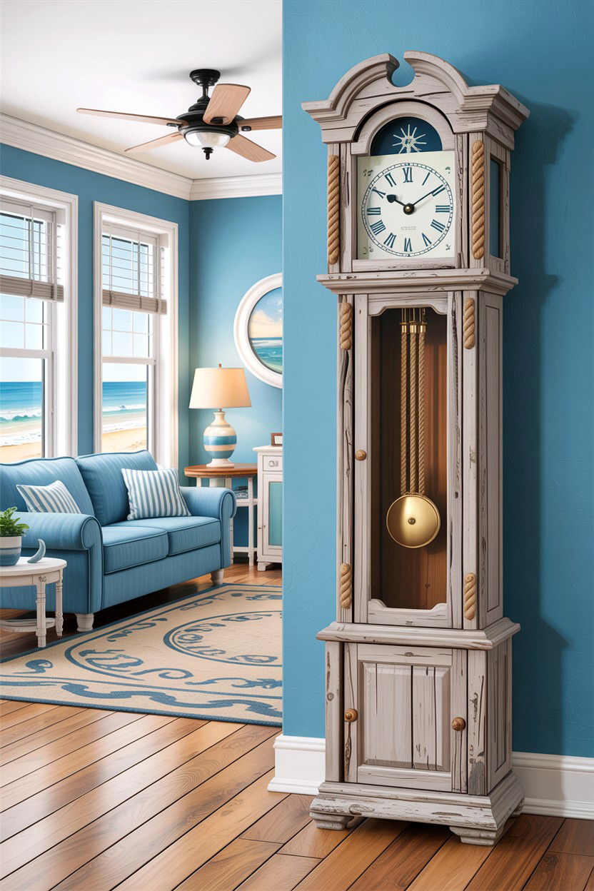 Coastal Driftwood Grandfather Clock - 30 living room grandfather clocks
