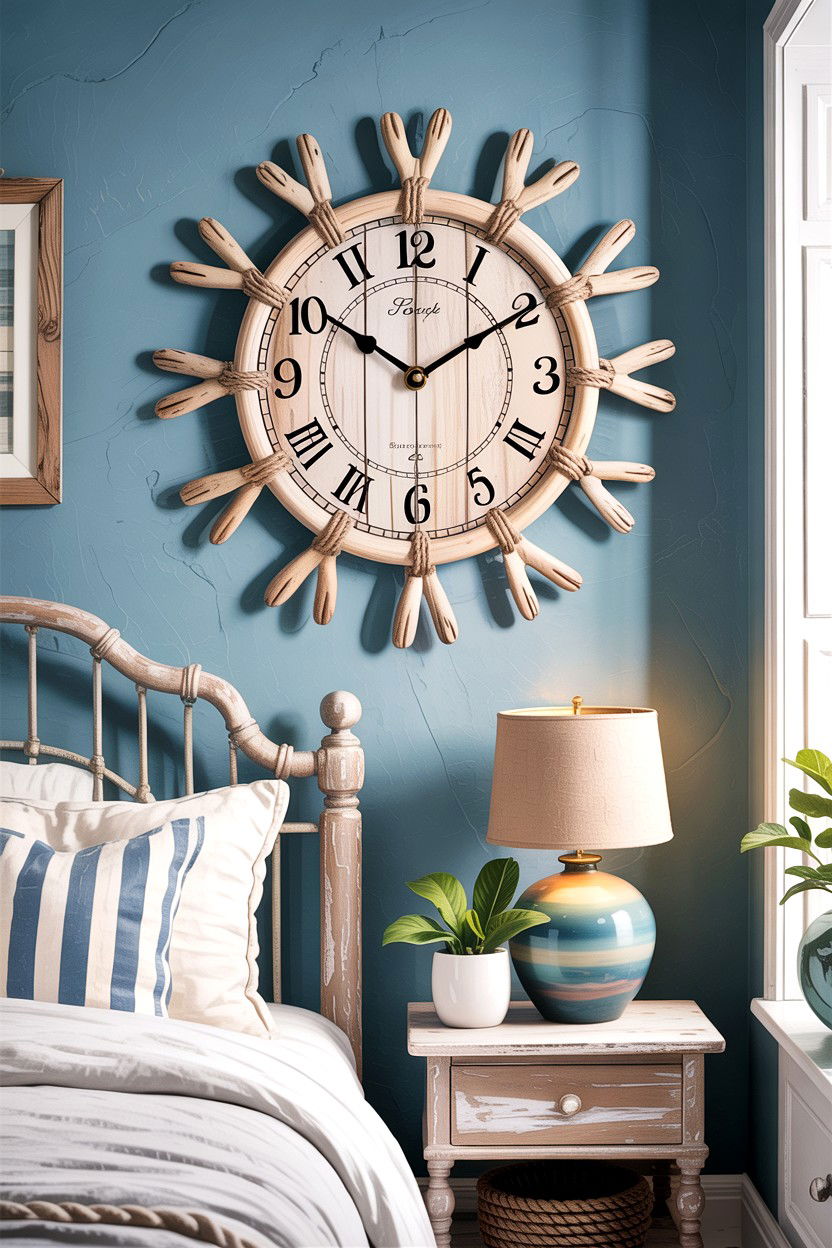Coastal Driftwood Vintage Clock - 30 bedroom vintage clocks