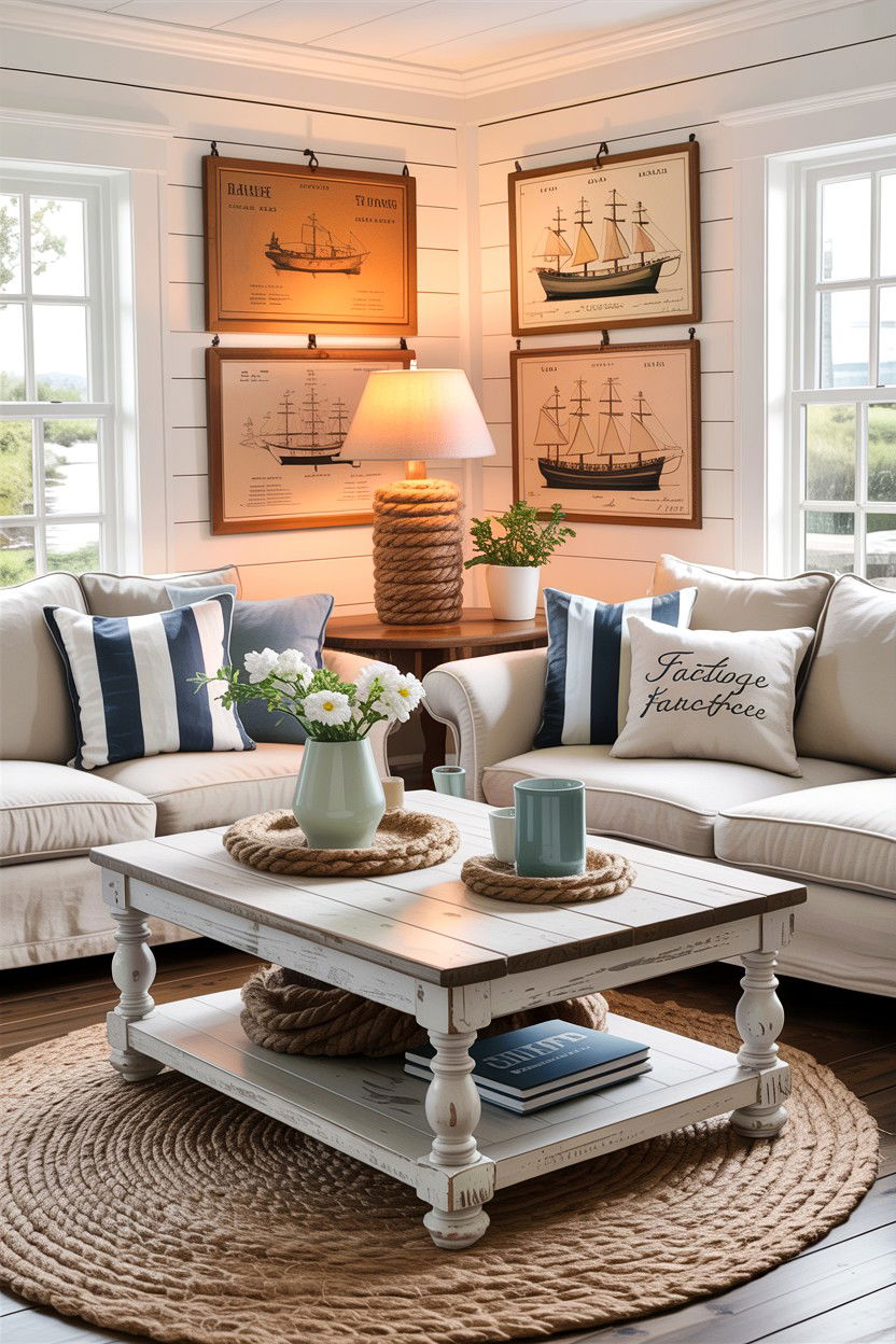 Coastal Farmhouse Living Room - 30 beach house living room ideas
