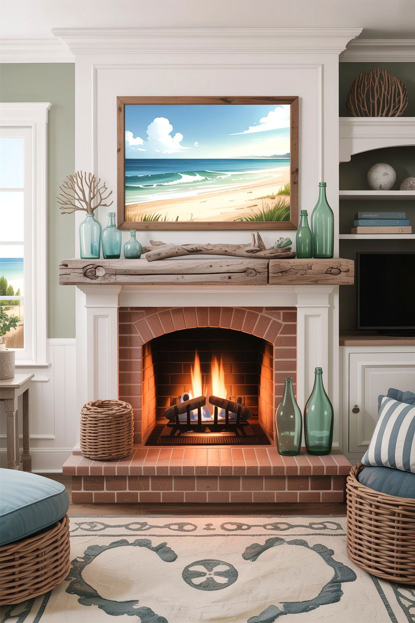 Coastal Fireplace Mantel - 30 living room fireplace mantel ideas