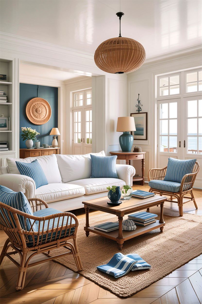 Coastal French Living Room - 30 French living room ideas