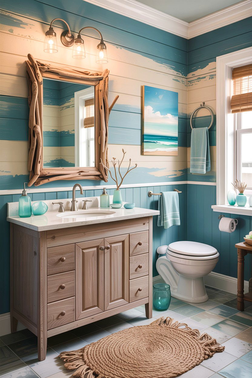 Coastal Guest Bathroom - 30 guest bath decor ideas