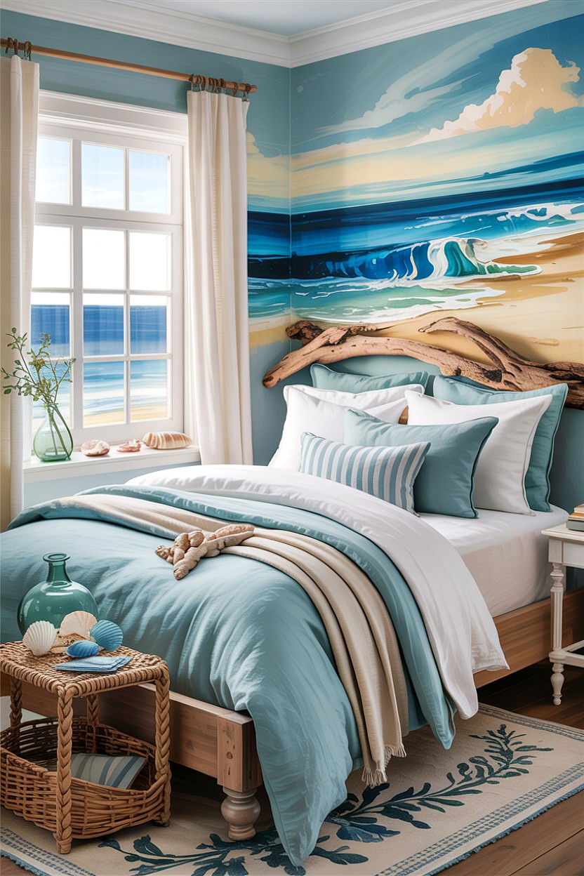 Coastal Linen Bedding - 30 linen bedroom ideas