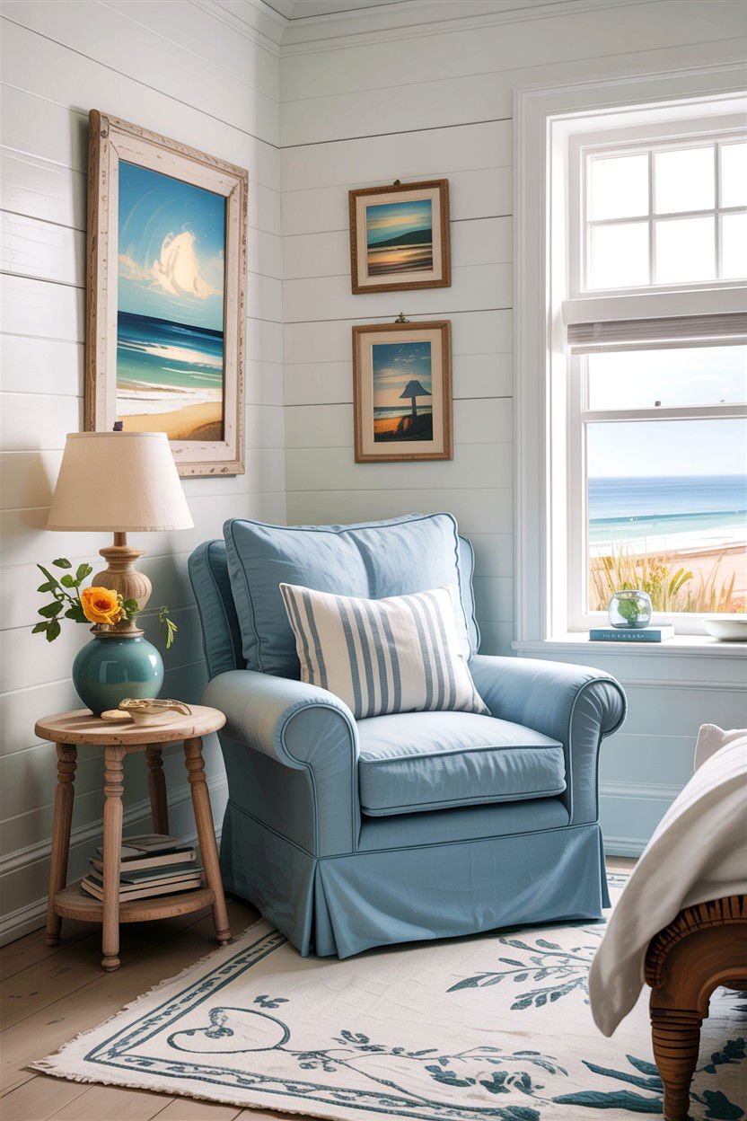 Coastal Linen Chair - 30 bedroom chairs