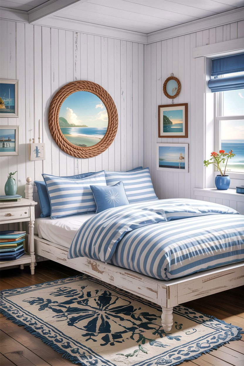 Coastal Style Low Bed - 30 bedroom low profile beds