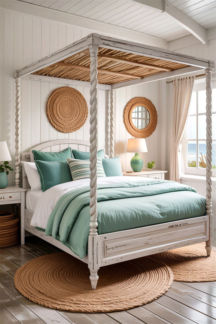 Coastal Style White Wash Canopy Bed - 30 canopy bed ideas