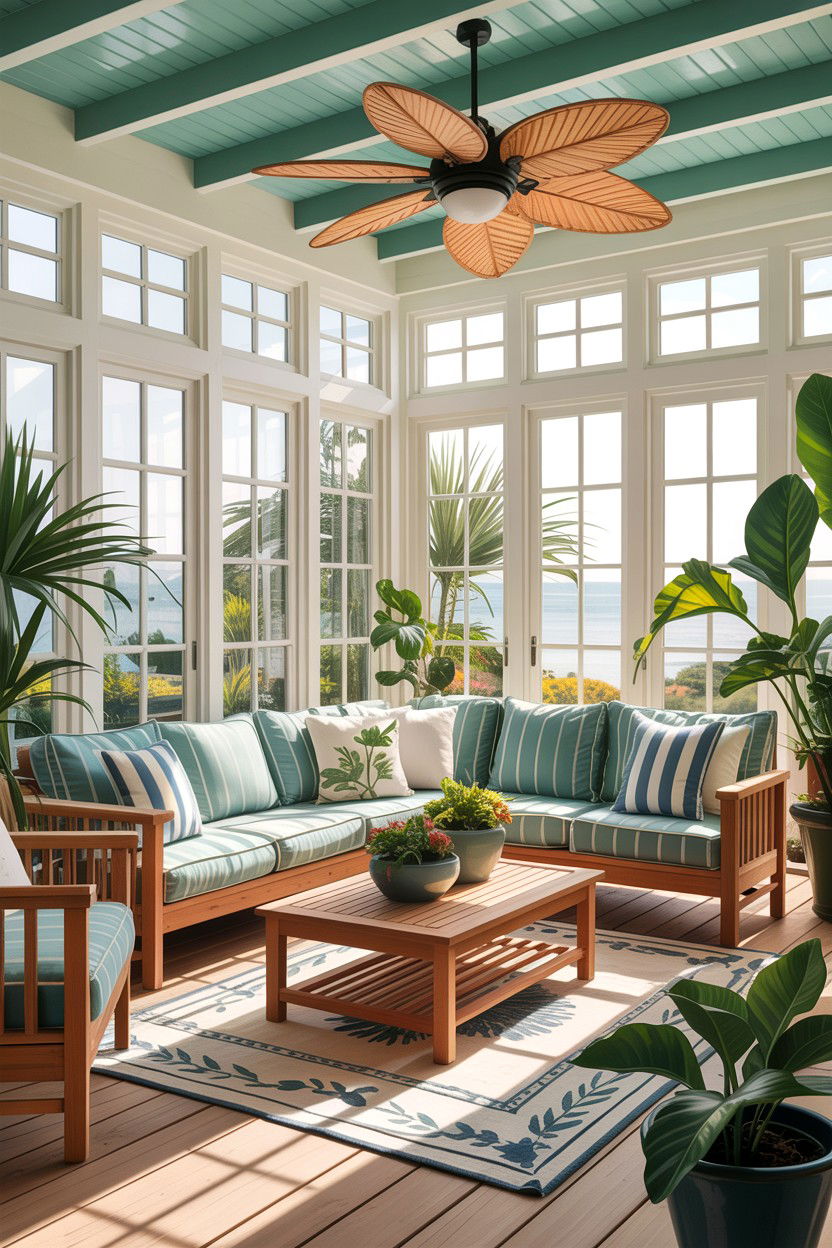 Coastal Sunroom Living Room - 30 beach house living room ideas