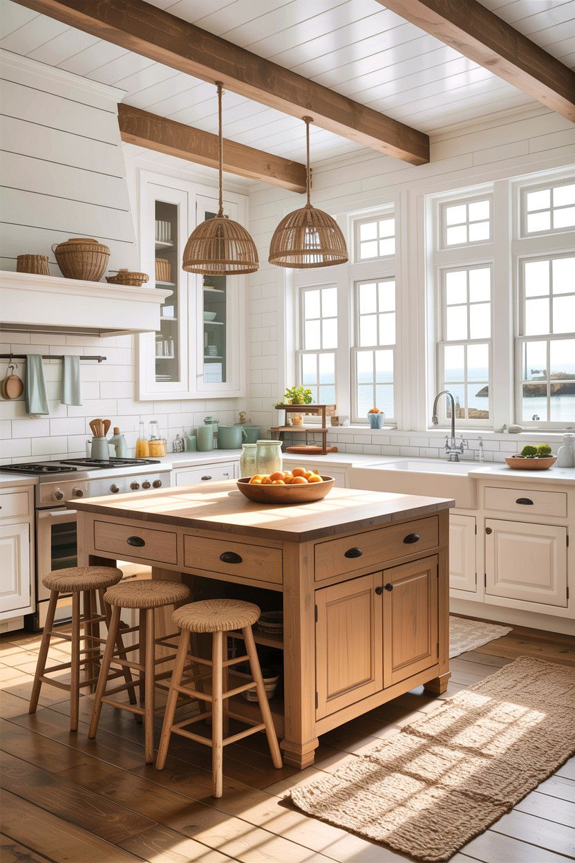 Coastal Tan White Kitchen - 30 tan and white kitchen ideas