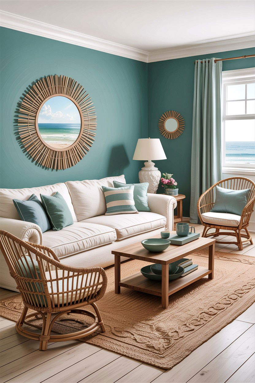 Coastal Teal Living Room - 30 teal living room decor ideas