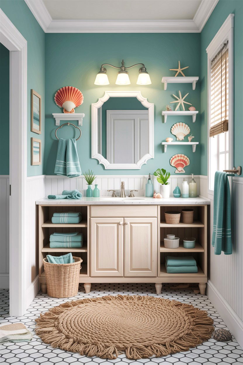 Coastal Teal White Bathroom Decor - 30 teal and white bathroom ideas