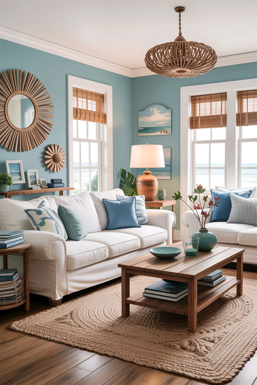 Coastal Theme Living Room - 30 empty nester living room ideas