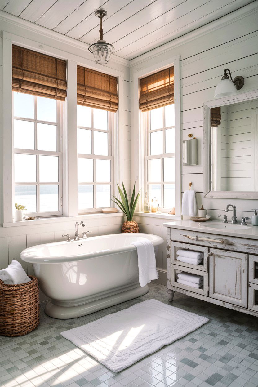Coastal White Bathroom - 30 all white bathroom ideas