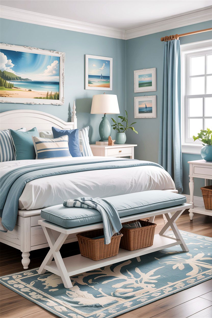 Coastal White Bench - 30 bedroom ottomans