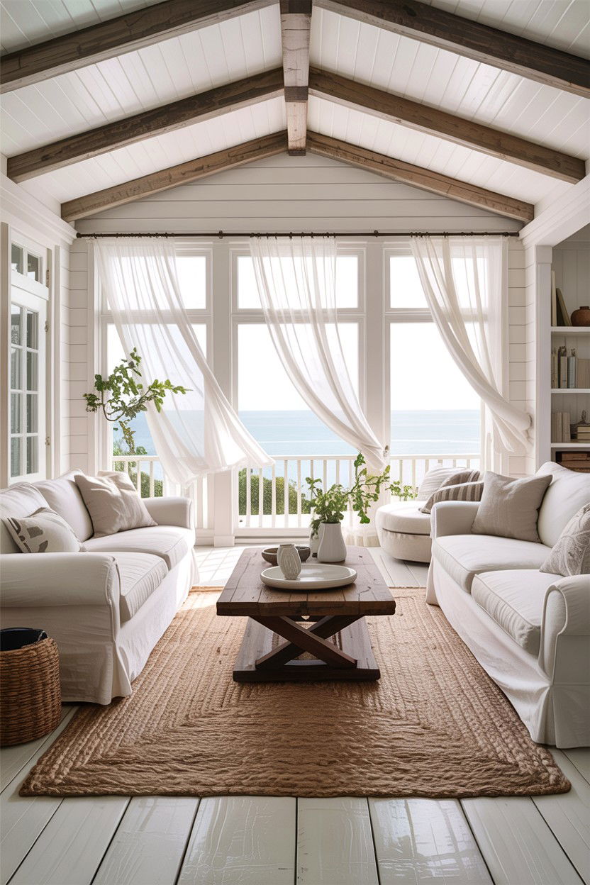 Coastal White Living Room - 30 all white living room ideas