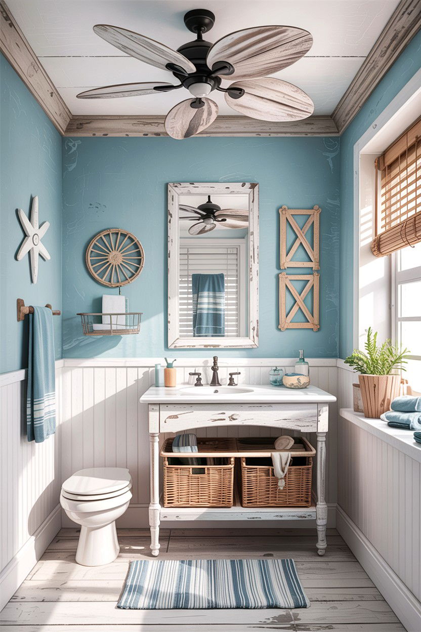 Coastal White Wash Bathroom Fan - 30 bathroom ceiling fan ideas