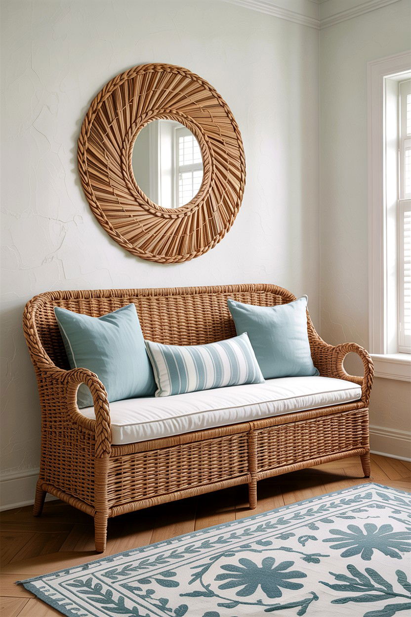 Coastal Woven Bench - 30 bedroom benches