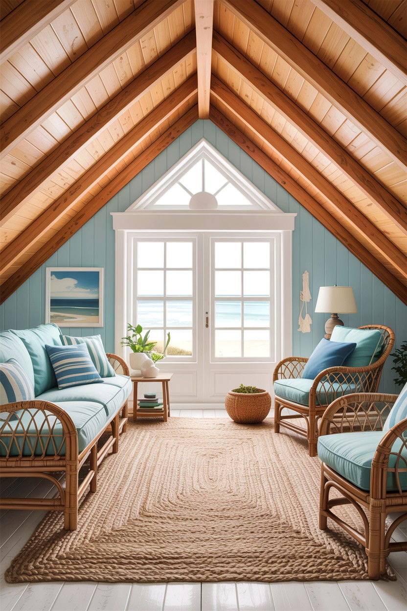 Coastal attic living room - 30 attic living room ideas
