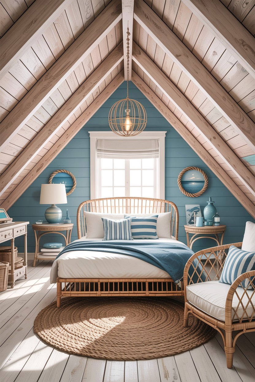 Coastal attic loft - 30 attic bedroom ideas