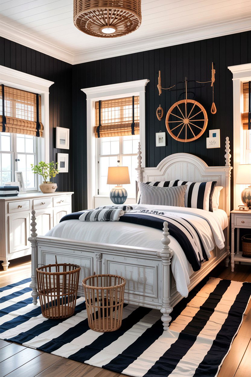 Coastal black and white bedroom - 30 black and white bedroom ideas