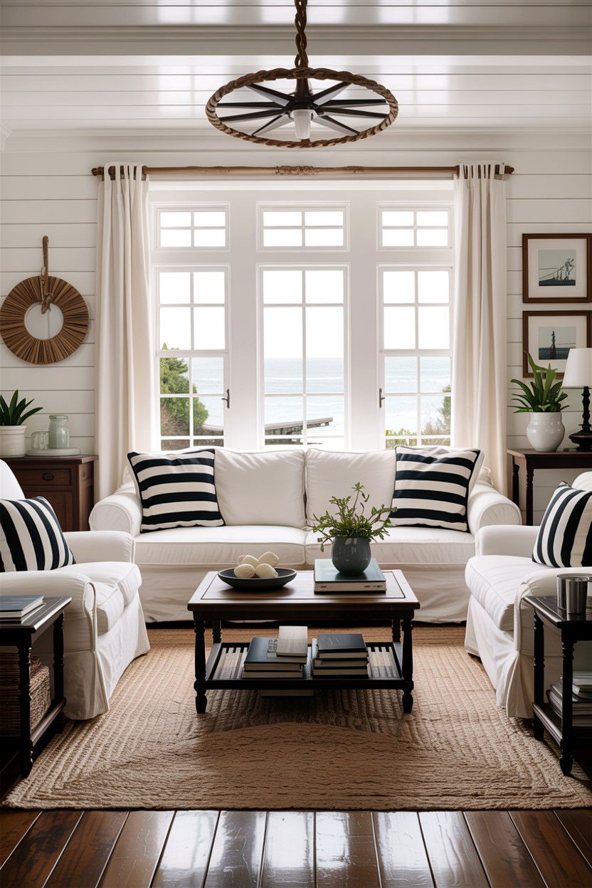 Coastal black and white living room - 30 black and white living room ideas