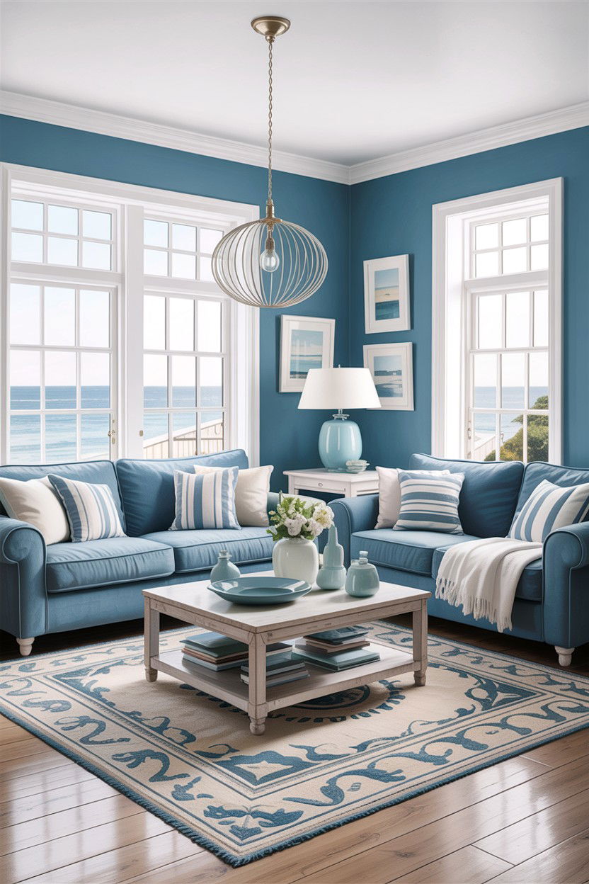 Coastal blue living room - 30 cool toned living room ideas