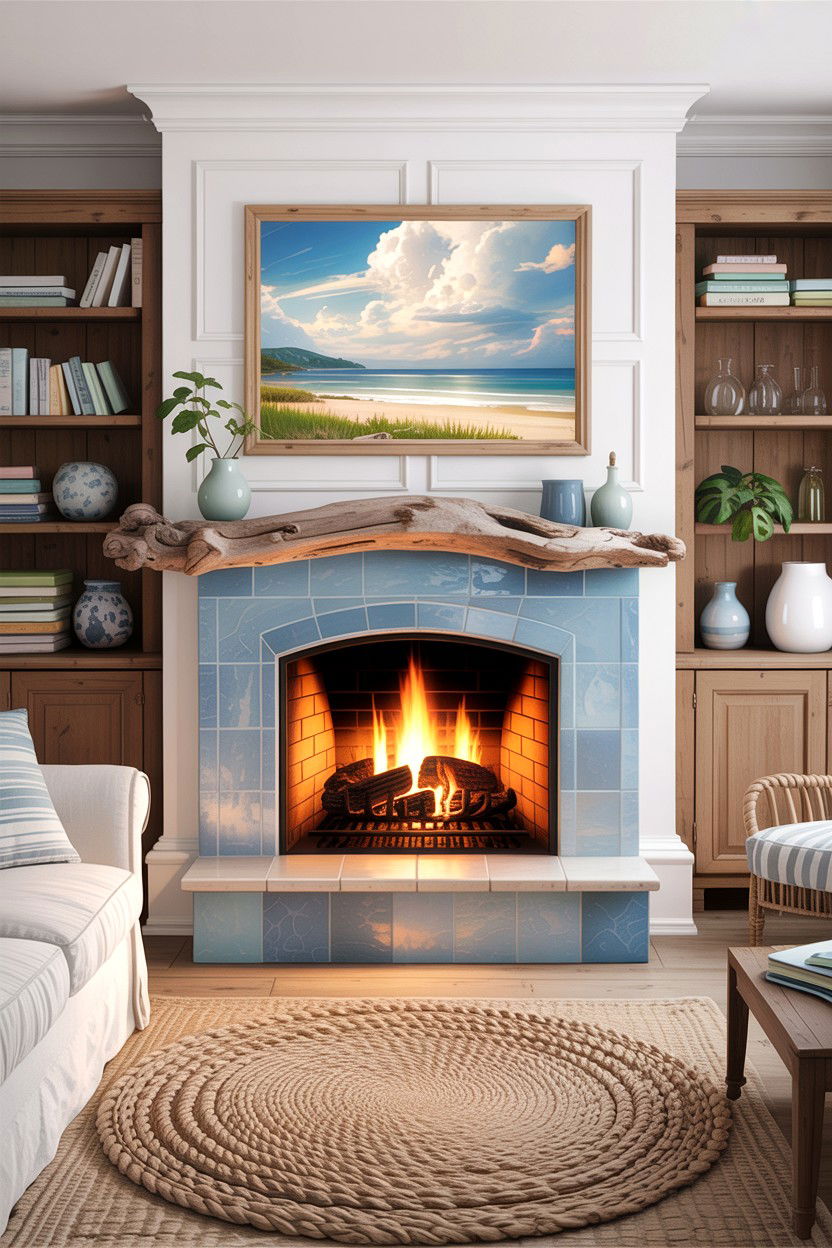 Coastal fireplace insert - 30 living room fireplace insert ideas