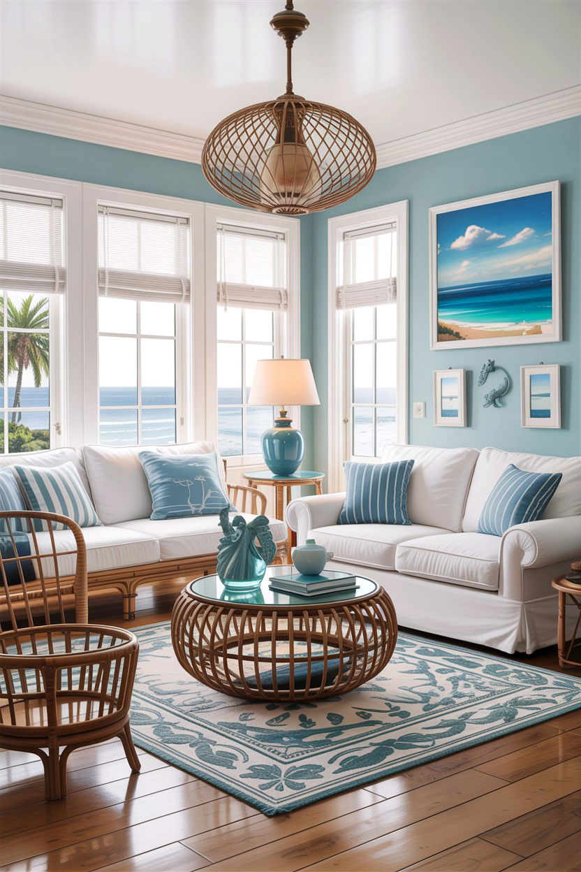 Coastal home decor - 30 before and after living room ideas