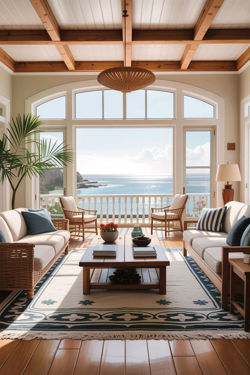 Coastal living room with ocean view - 30 coastal chic living room ideas