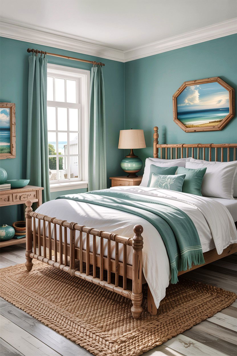 Coastal rustic teal bedroom - 30 rustic teal bedroom ideas