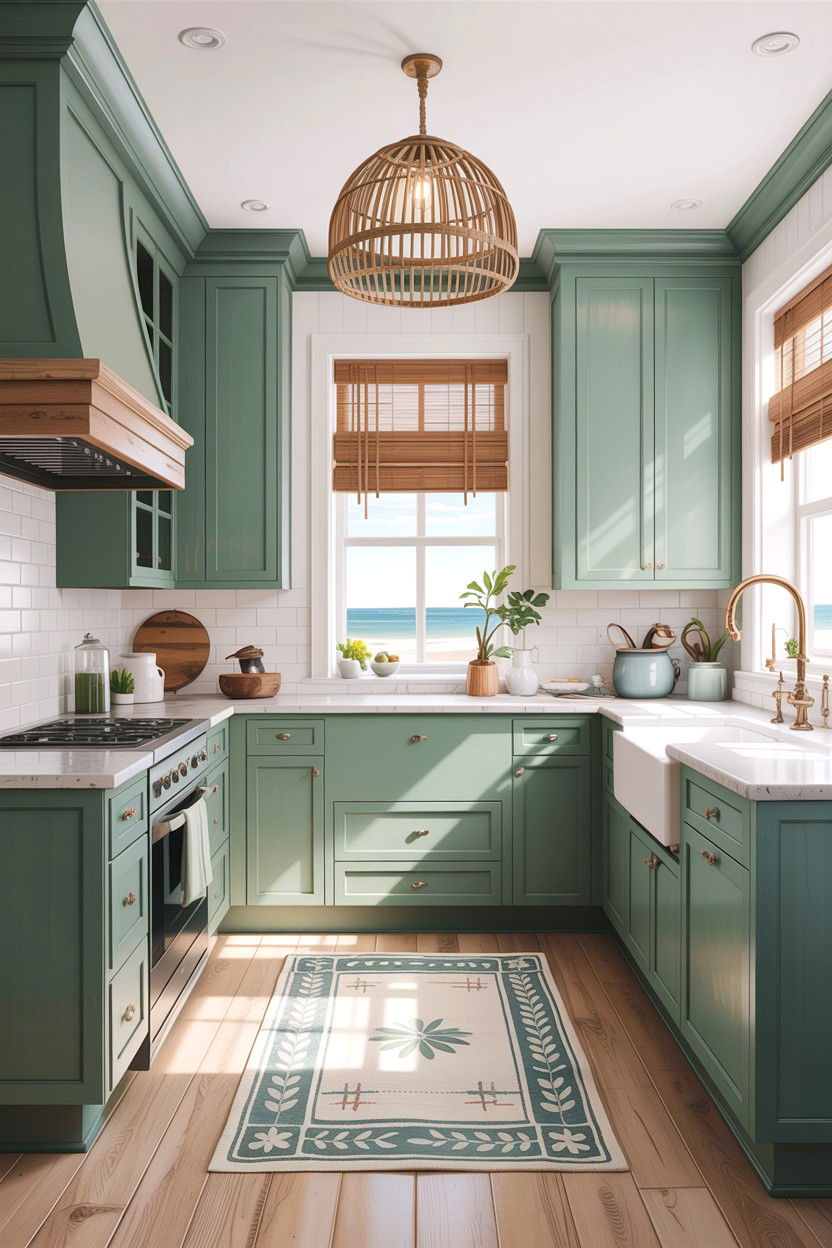 Coastal sage and white kitchen - 30 sage and white kitchen ideas