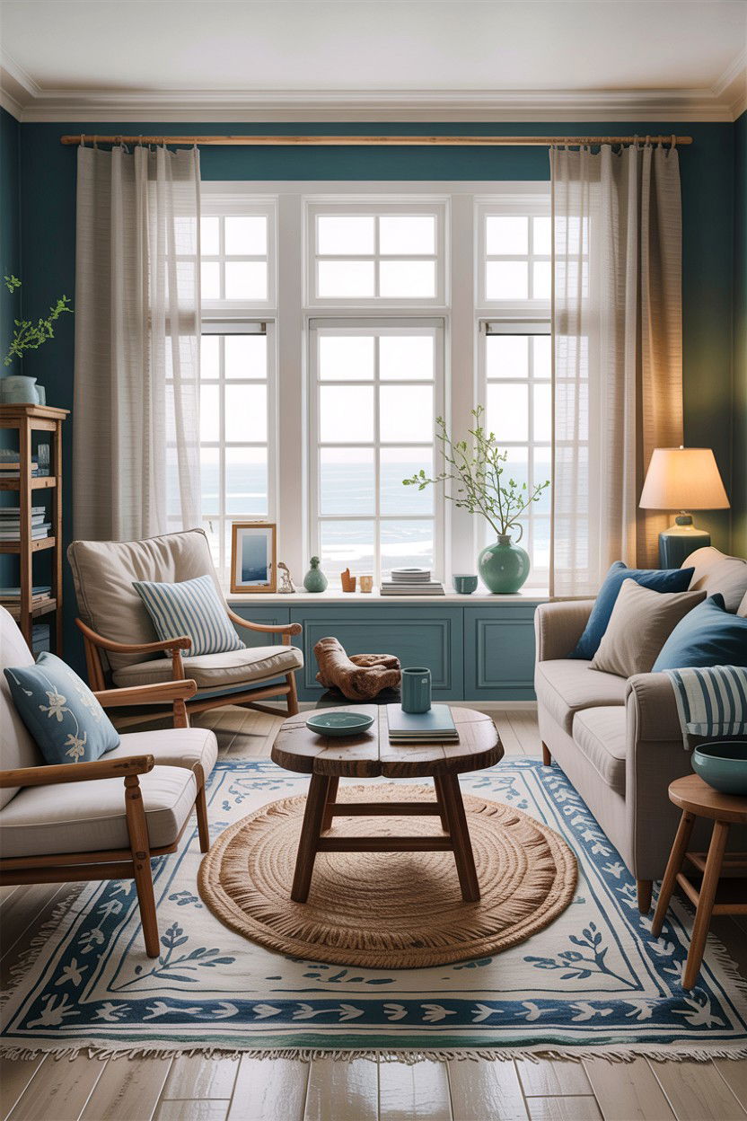 Coastal scandinavian living room - 30 scandinavian blue living room ideas