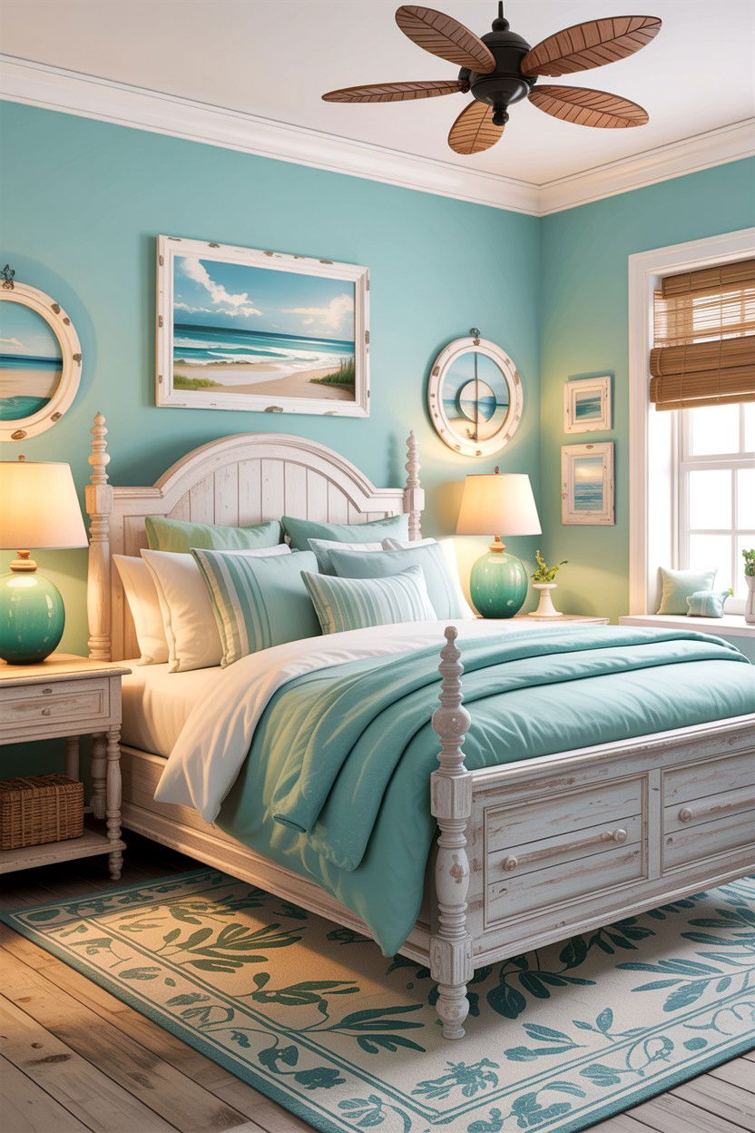Coastal teal bedroom - 30 teal bedroom decor ideas