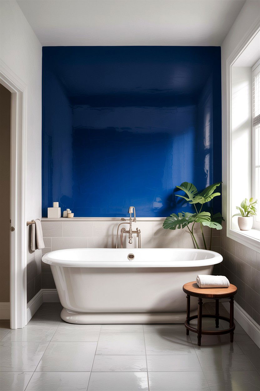 Cobalt Blue Accent Wall - 30 cobalt blue bathroom ideas