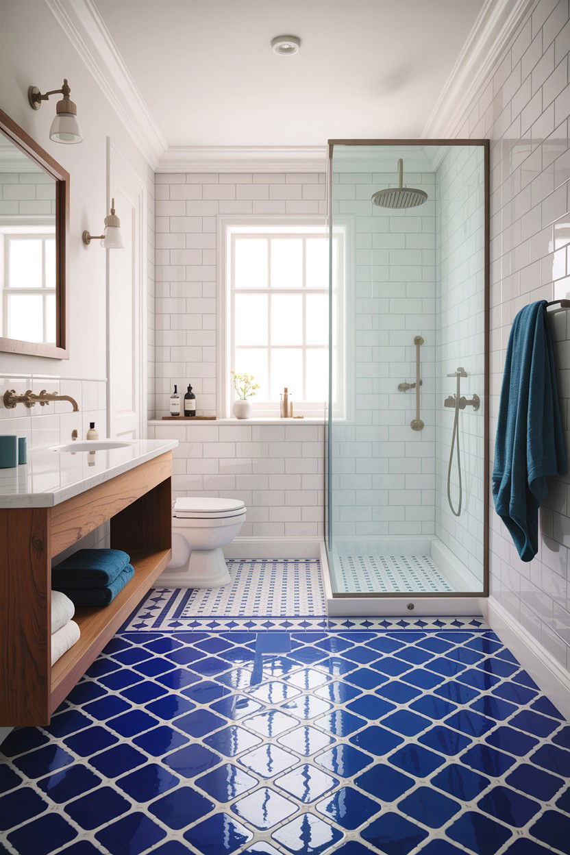 Cobalt Blue Floor Tile - 30 cobalt blue bathroom ideas