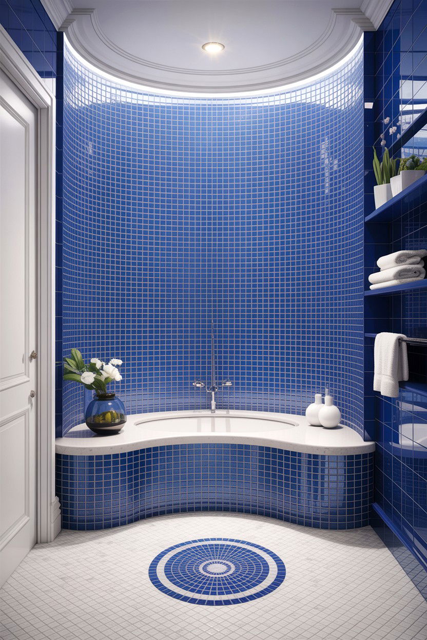 Cobalt Blue Mosaic Tile - 30 cobalt blue bathroom ideas