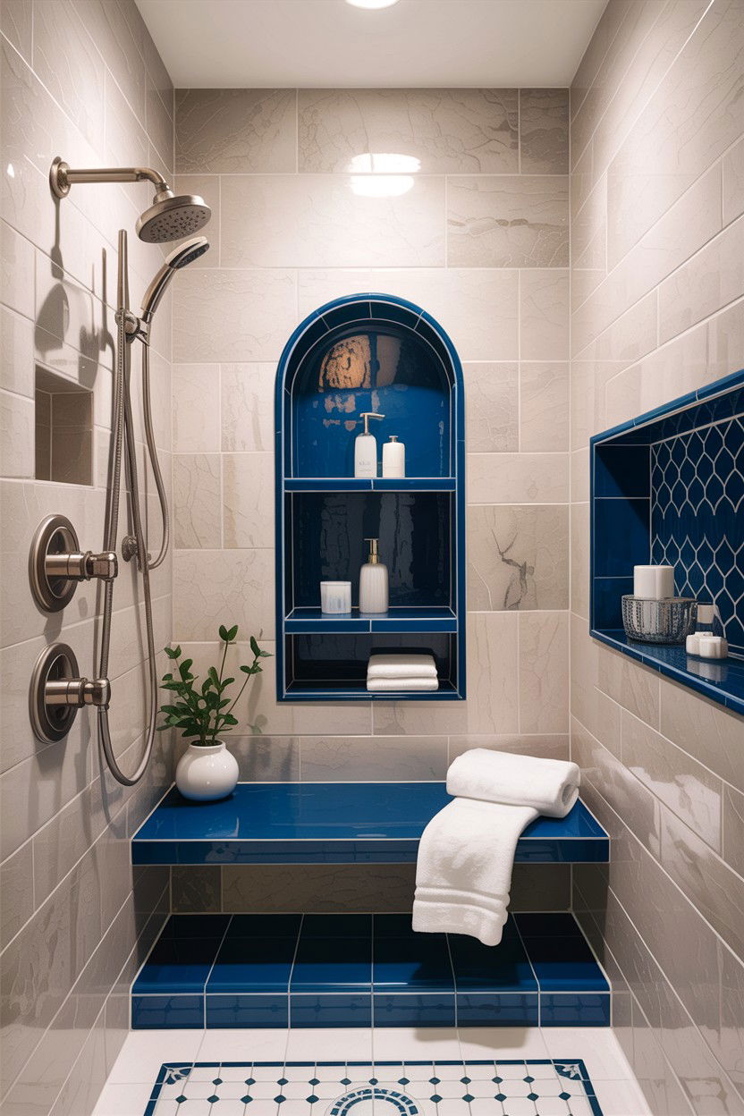 Cobalt Blue Shower Niche - 30 cobalt blue bathroom ideas
