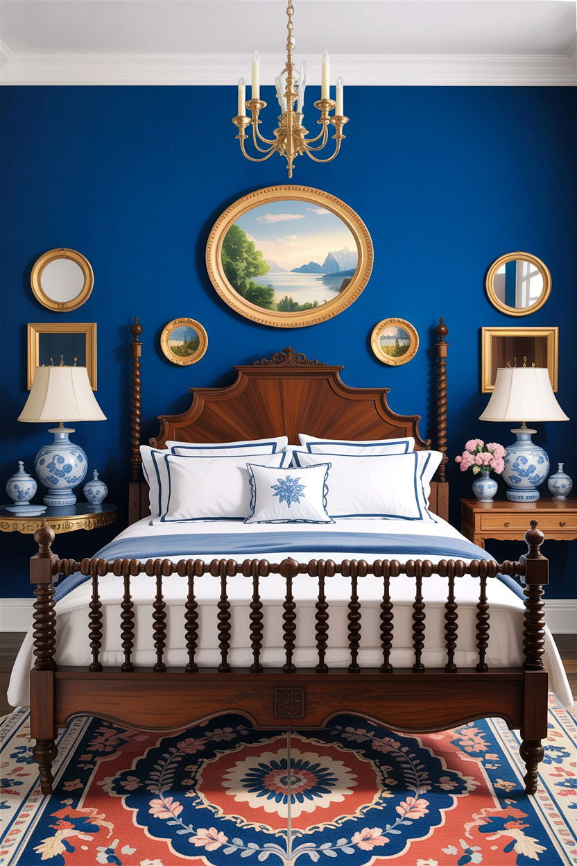 Cobalt Blue Traditional Bedroom - 30 traditional blue bedroom ideas