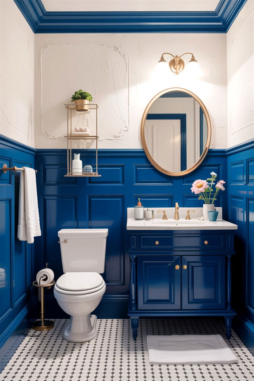 Cobalt Blue Wainscoting - 30 cobalt blue bathroom ideas